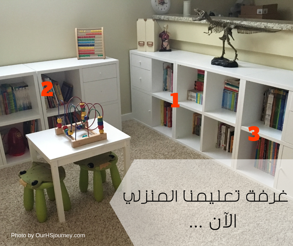 أهم الأقسام في غرفة التعليم المنزلي _ المكتبة